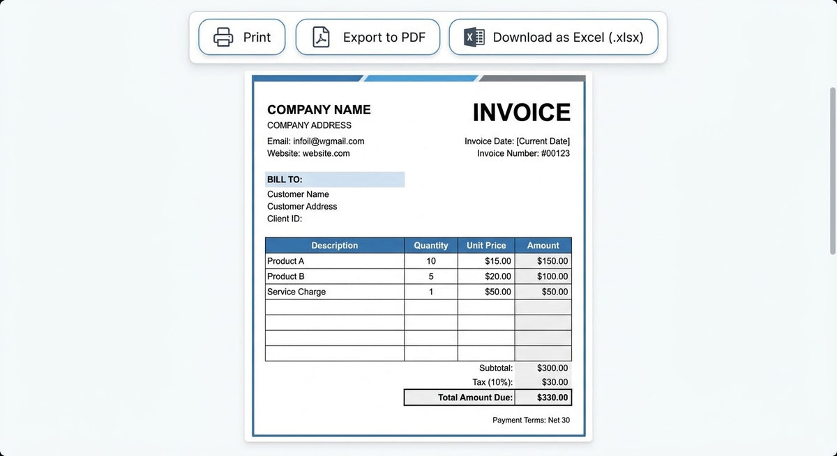 Email Info Example Electrician Invoice Template | Editable & Printable | Chris&D – Chris&D ...